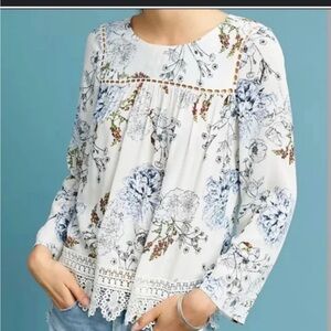 Anthropologie Southern Belle Floral Crochet top